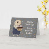 Carte Birthday Brother Cute Dog Watercolor Card (Fleur jaune)