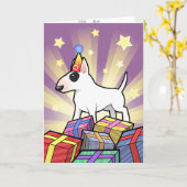 Carte Birthday Bull Terrier (Fleur jaune)