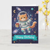 Carte birthday card cat for women (Fleur jaune)
