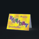 Carte Birthday card for grandmother with floral text<br><div class="desc">Une carte joyeuse avec du texte fait de fleurs Un beau verset complète parfaitement cette carte unique.</div>