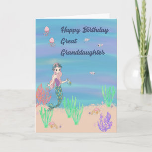 Carte Birthday Card for Great Granddaughter with Mermaid