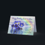 Carte Birthday card for sister-in law with forget me not<br><div class="desc">De beaux oubliettes bleues jettent à la dérive sur un lac avec un arc-en-ciel derrière. Un beau verset complète parfaitement cette carte unique.</div>