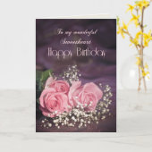 Carte Birthday card for sweetheart with pink roses (Fleur jaune)