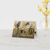 Carte Birthday Card love Music Gold (Fleur jaune)