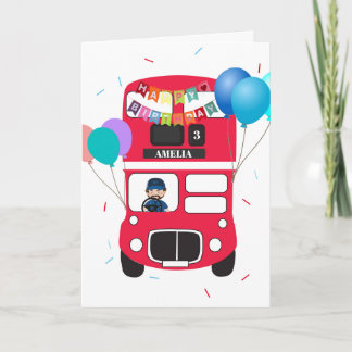 Carte Birthday Card - Personalised Big Red Bus