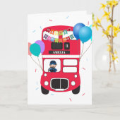 Carte Birthday Card - Personalised Big Red Bus (Fleur jaune)