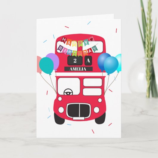 Carte Birthday Card - Personalized Big Red Bus No Driver (Devant)