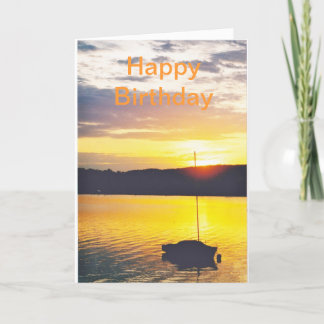 Carte birthday card with image of sunset over lake