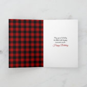 Carte Birthday Cardinal On a Buffalo Plaid Blanket (Intérieur)
