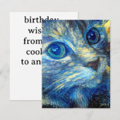 Carte Birthday Cat Flat Card (Devant / Derrière)