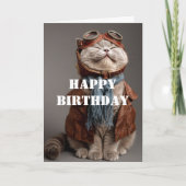 Carte Birthday Cat Pilot Aviator Cool Funny Aviation (Devant)