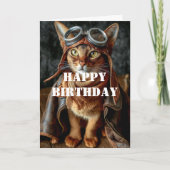 Carte Birthday Cat Pilot Aviator Cool Funny Aviation (Devant)