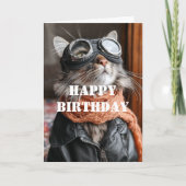 Carte Birthday Cat Pilot Aviator Cool Funny Aviation (Devant)