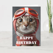 Carte Birthday Cat Pilot  Funny Aviator Cool Aviation (Devant)