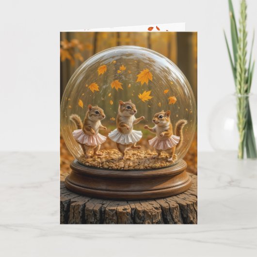 Carte Birthday Chipmunks Dancing In a Glass Globe (Devant)