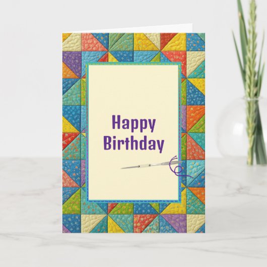 Carte Birthday Colorful Pinwheel Quilt Design (Devant)