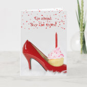 Carte Birthday Cupcake In a Red Shoe (Devant)