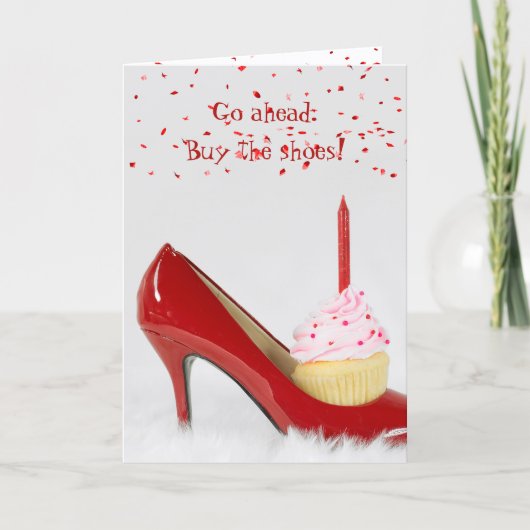 Carte Birthday Cupcake In a Red Shoe (Devant)