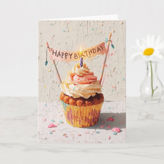Carte Birthday Cupcake Painting  (Petite plante)
