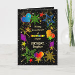 Carte Birthday, Daughter, Abstract Galaxy, Fun, Colorful<br><div class="desc">Fun and very bright Birthday greeting in colorful vivid colors.   Abstract galaxy and/or universe filled with stars,  shooting stars and even hearts.  See same image in other categories and products.</div>