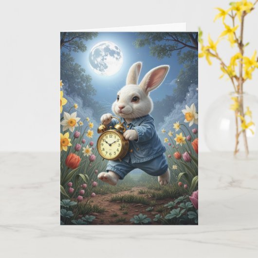 Carte Birthday Daylight Saving Time Bunny (Fleur jaune)