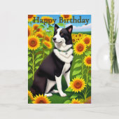 Carte Birthday Dog with Sunflower  (Devant)