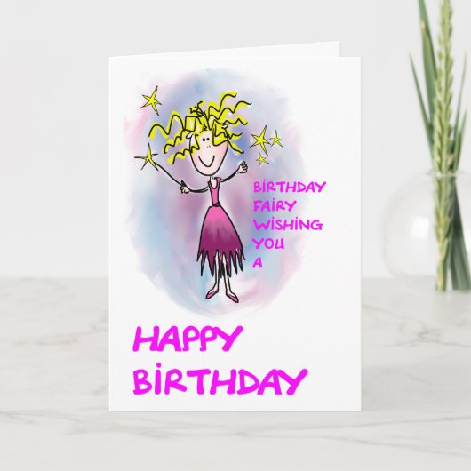 Carte Birthday Fairy vous souhaite un joyeux anniversair (Devant)