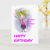 Carte Birthday Fairy vous souhaite un joyeux anniversair (Fleur jaune)