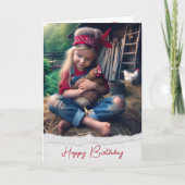 Carte Birthday Farm Girl With Chicken (Devant)