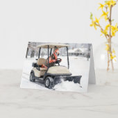 Carte Birthday Flamingo Driving Golf Cart With Snowplow (Fleur jaune)