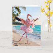 Carte Birthday Flamingo In a Pink Tutu (Fleur jaune)