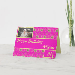 Carte Birthday Floral Gold pink