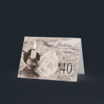Carte Birthday for sister, 40 ans. La Candle et la Rose<br><div class="desc">Une carte à l'ancienne avec une bougie et un rose allongé sur satin et dentelle. Une carte d'anniversaire pour une soeur.</div>