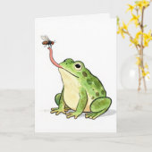 Carte Birthday Frog Catching a Fly (Fleur jaune)