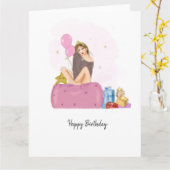 Carte birthday girl (Fleur jaune)