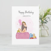 Carte birthday girl (Debout devant)