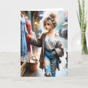 Carte Birthday Girl Shopping Dans La Grande Ville