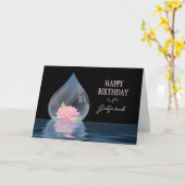 CARTE BIRTHDAY - GIRLFRIEND - LOTUS IN WATERDROP (Fleur jaune)