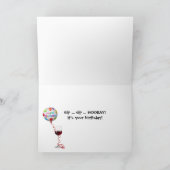 Carte Birthday Glamorous Old Lady With Wine (Intérieur)