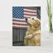 Carte Birthday Golden Retriever With Flag (Devant)