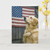 Carte Birthday Golden Retriever With Flag (Fleur jaune)