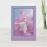 Carte Birthday, Granddaughter, Ballerina on Pink and Bl<br><div class="desc">This lovely little ballerina is reaching toward the light with a soft pink peony in the background.   She makes a very nice birthday greeting card.   Feel free to change the inside verse to suit your needs.</div>