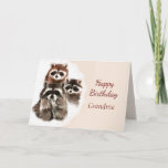 Carte Birthday Grandma Cute Raccoon Family Animal<br><div class="desc">Happy Birthday with Cute Watercolor Raccoon Family Animal Art.   Let her know how much you love and appreciate her</div>