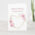 Carte Birthday Grandmother Pink Flower Heart Card<br><div class="desc">Sister Birthday Grandmother with water color pink garden flowers with a heart</div>