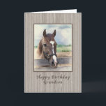 Carte Birthday, Grandson, Brown Horse et Bridle<br><div class="desc">This birthday greeting card for a grandson shows the image of a brown horse standing in the paddock has a soft and dreamy quality to it.</div>
