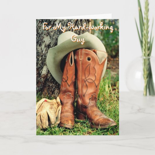 Carte Birthday Greeting Card : Cowboy Hat and Boots (Devant)