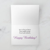 Carte Birthday greeting, granddaughter, purple & black. (Intérieur)