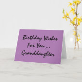 Carte Birthday greeting, granddaughter, purple & black. (Fleur jaune)