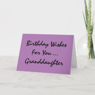 Carte Birthday greeting,  granddaughter, purple & black.