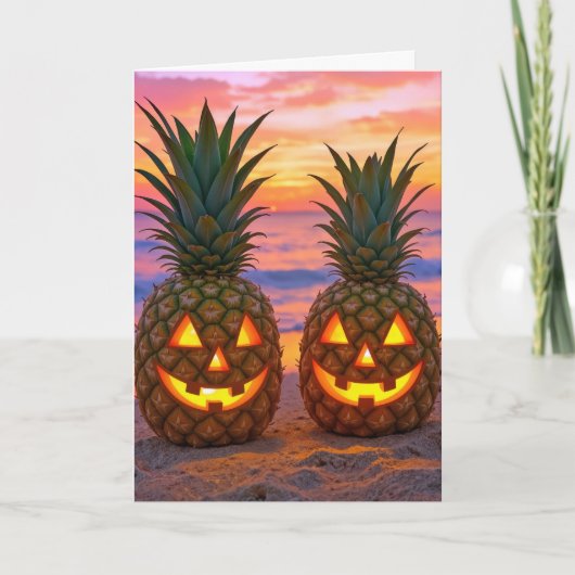 Carte Birthday Halloween Pineapple Jack-o-lanterns (Devant)